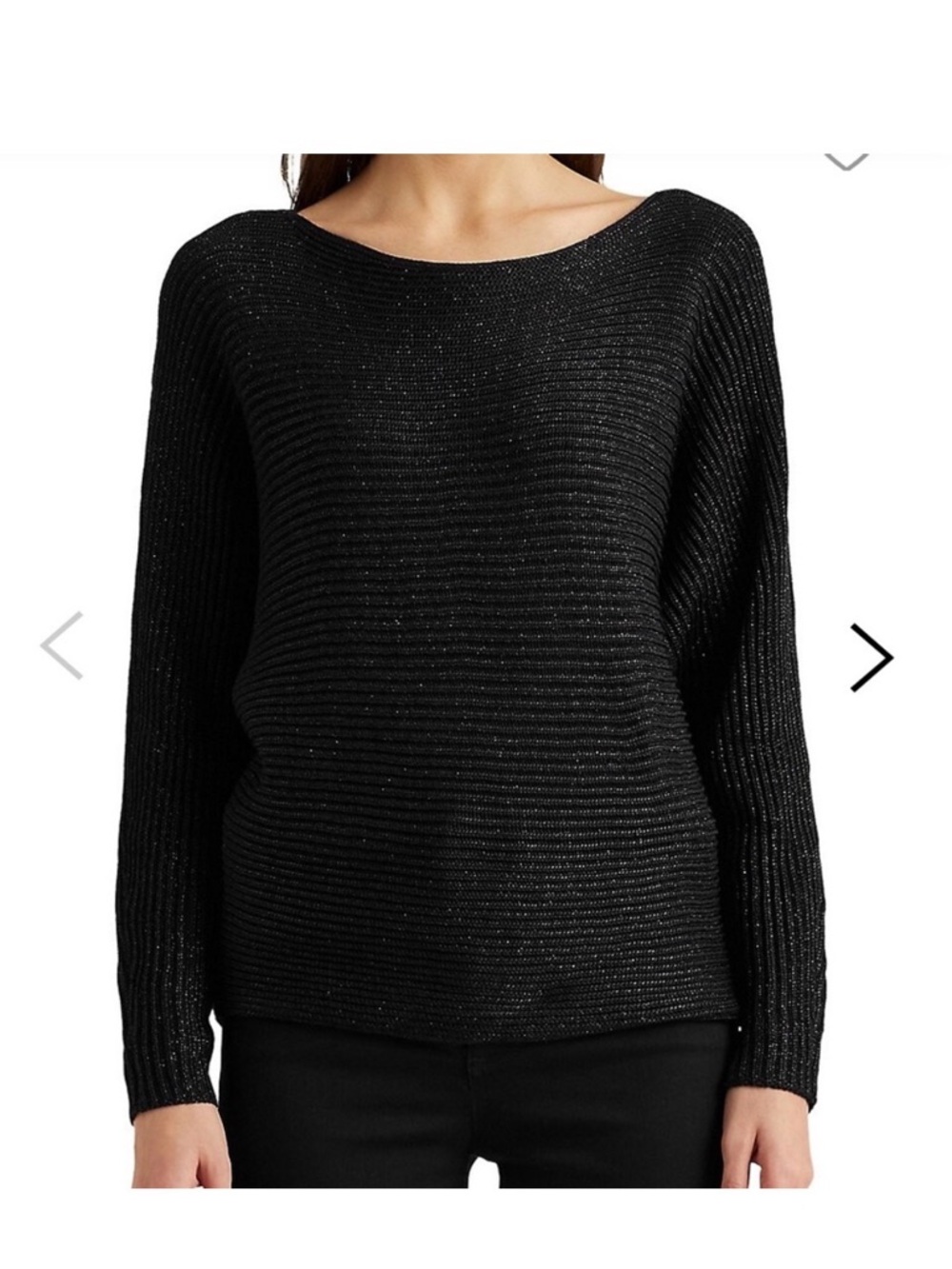 Ralph Lauren Black Metallic Knit Scoop Neck Sweater NWT 3X
